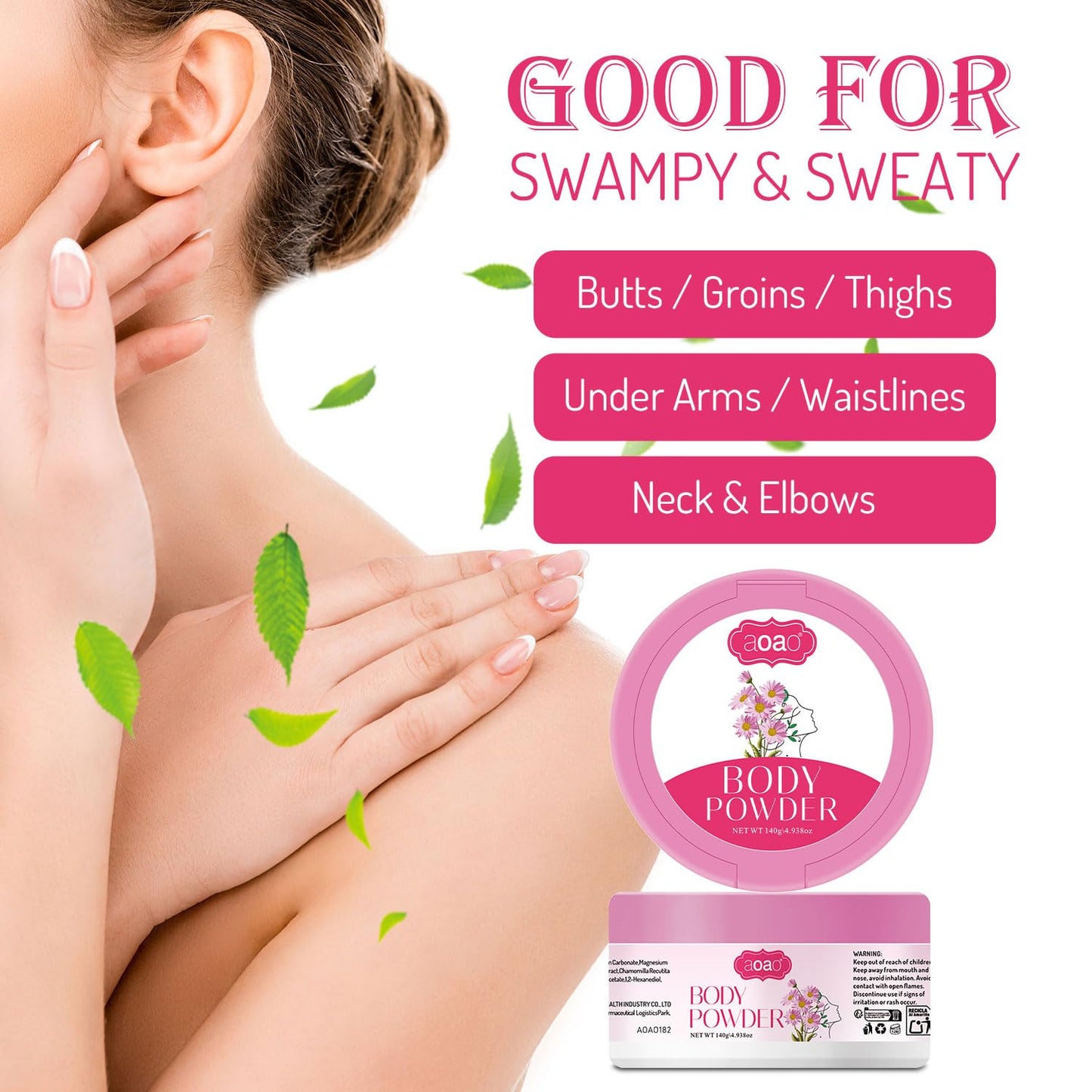 Body Powder for Women, Dual-Powder Base Talc-Free, Zinc Oxide Protect, Botanical Soothing, Feminine Essential Dusting Powder with Puff, After Bath Absorption & Anti-Chafe for Neck & Delicate skin, 5oz