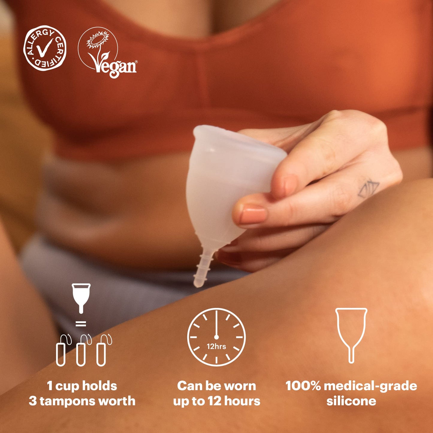 Menstrual Cup by AllMatters - Size B - Superior to Pads & Tampons - Voted Best Menstrual Cup by Reviewed - Made in Germany - Soft and Flexible