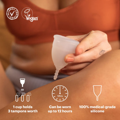 Menstrual Cup by AllMatters - Size B - Superior to Pads & Tampons - Voted Best Menstrual Cup by Reviewed - Made in Germany - Soft and Flexible