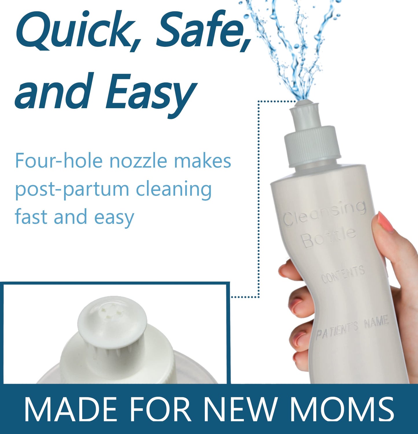 Perineal Lavette Irrigation Bottle for Postpartum Care - After-Birth Essentials for Mom to Soothe and Clean Perineal Area - Premium Portable Bidet for Women - 8OZ (Pack of 5)