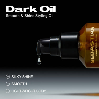 Sebastian Professional Dark Oil Smooth and Shine Styling Oil | Infused with Sandalwood, Cedarwood, & Argan Oils | 3.3 fl oz