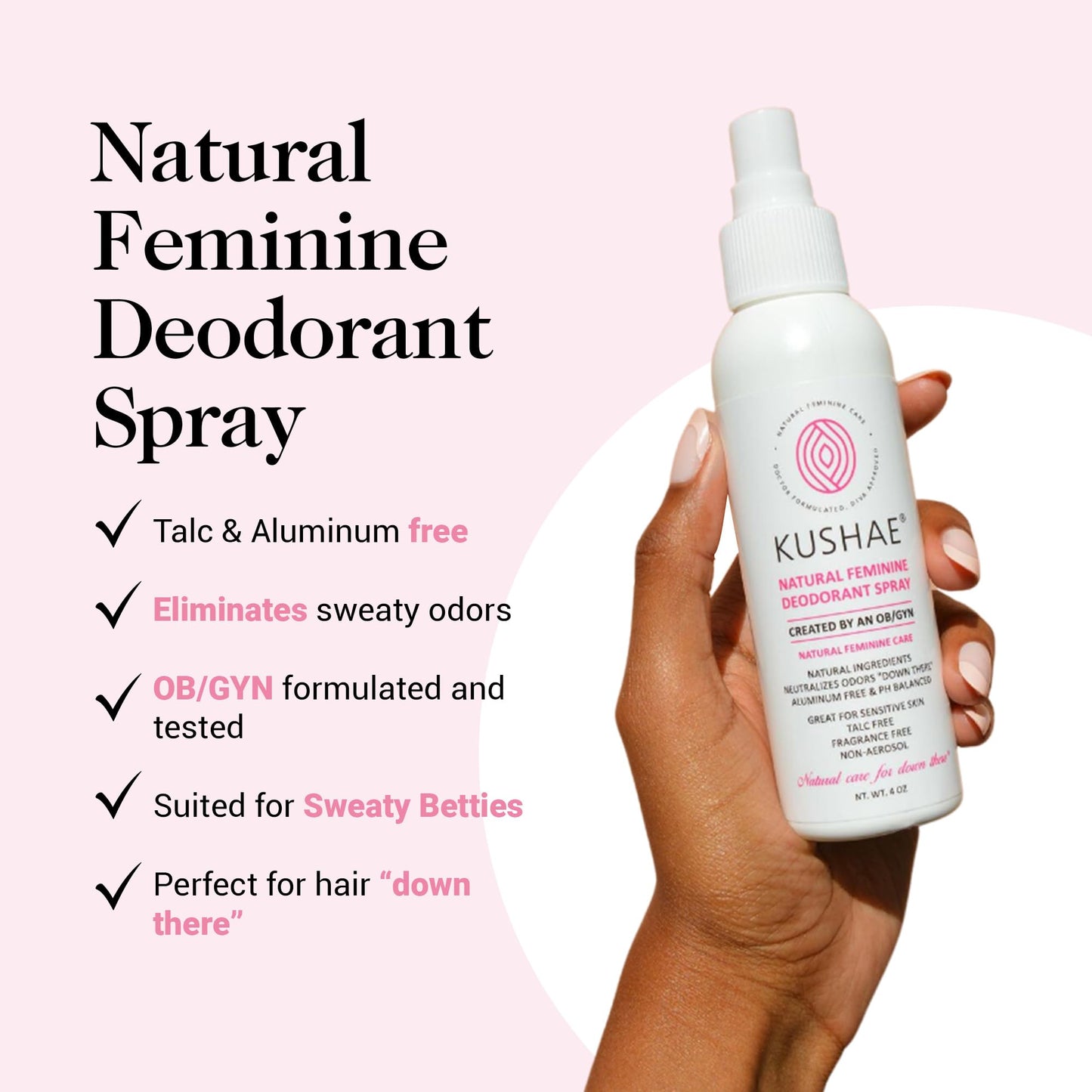 Kushae Feminine Hygiene Care Bundle - 2-in-1 Gentle Foaming Wash to Balance pH & Maintain Freshness - Feminine Deodorant Spray for Odor Protection - OB/GYN Made, All-Natural, Made in USA