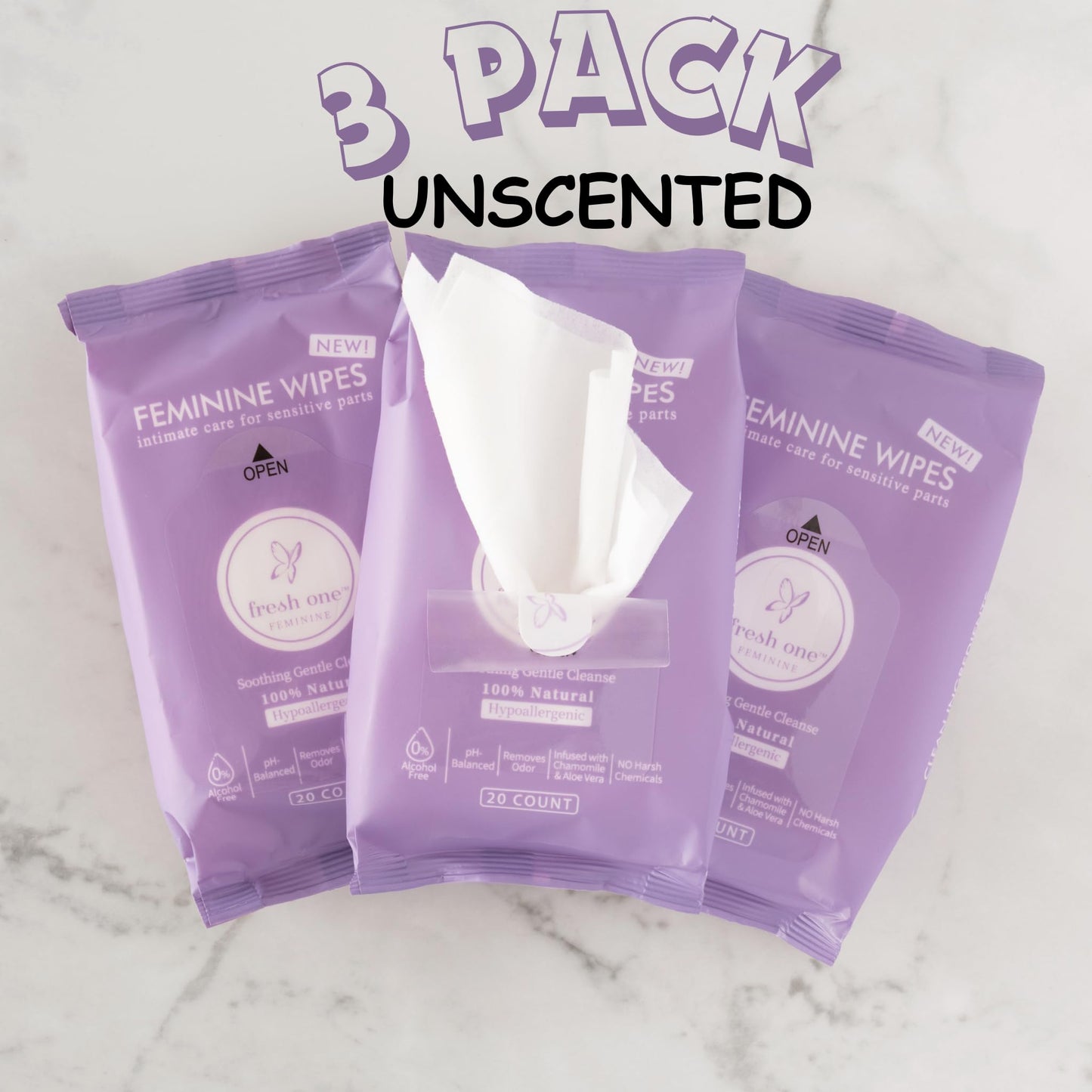 Fresh One Feminine Wipes - Natural pH Balanced Intimate Wipes for women | Soothing, Gentle Cleansing | Feminine Hygiene Wipes for Sensitive Skin, Personal Care, & Daily Use