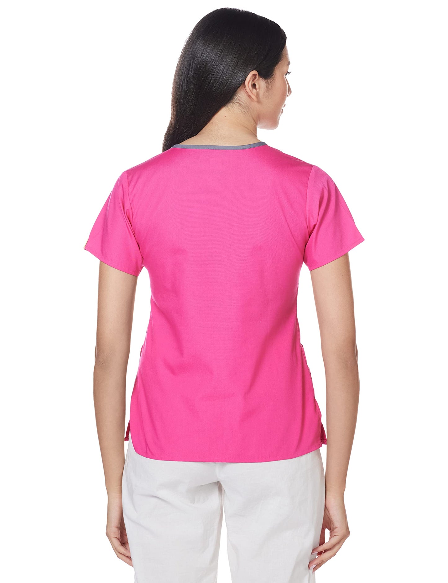 WonderWink Women's Scrubs Charlie 5 Pocket Y-Neck Wrap Top, Hot Pink, XX-Large