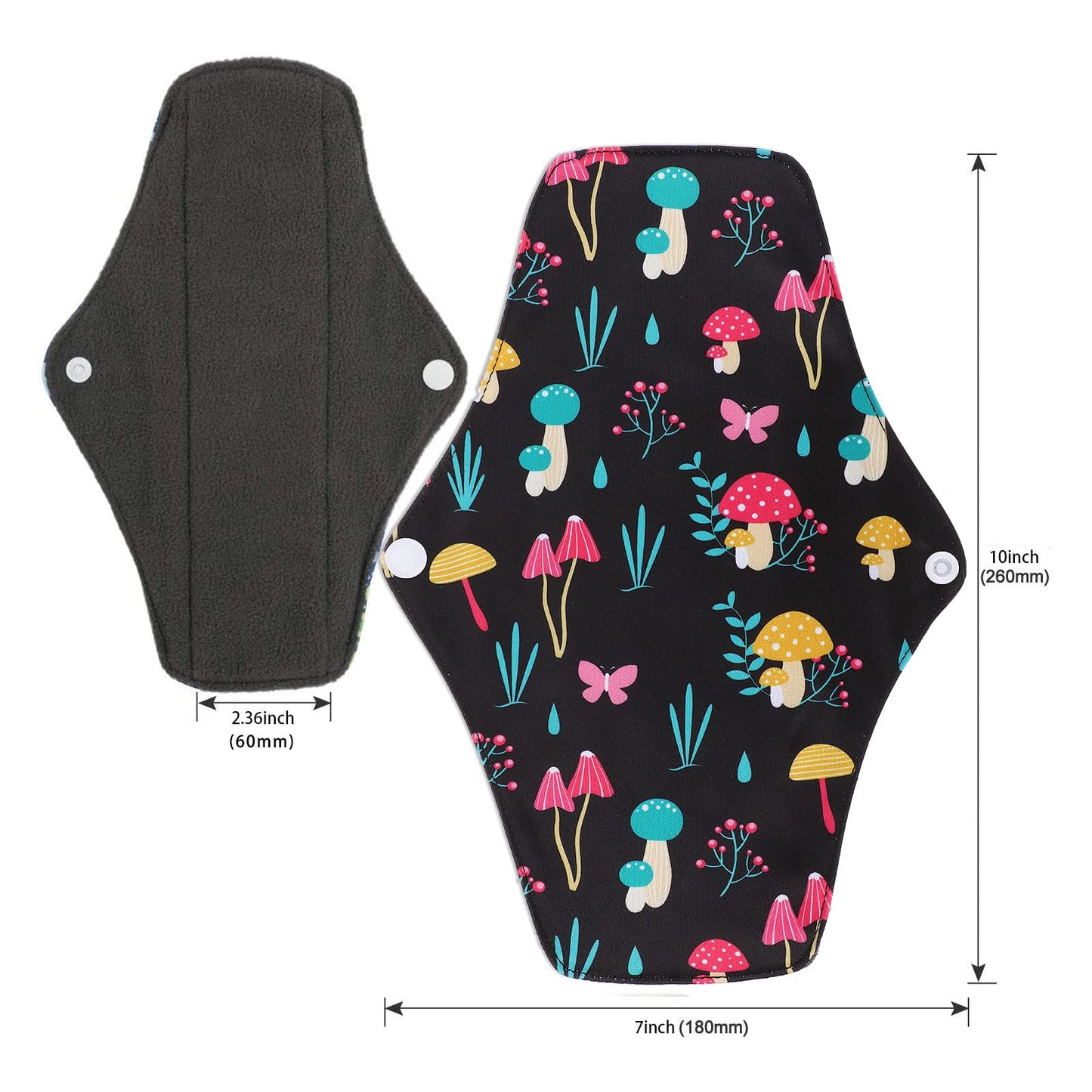 PHOGARY Reusable Menstrual Pads, Bamboo Cloth Pads for Heavy Flow with Wet Bag, Large Sanitary Pad Set with Wings for Women, Washable Overnight Cloth Panty Liners Period(7 in 1, Style G)