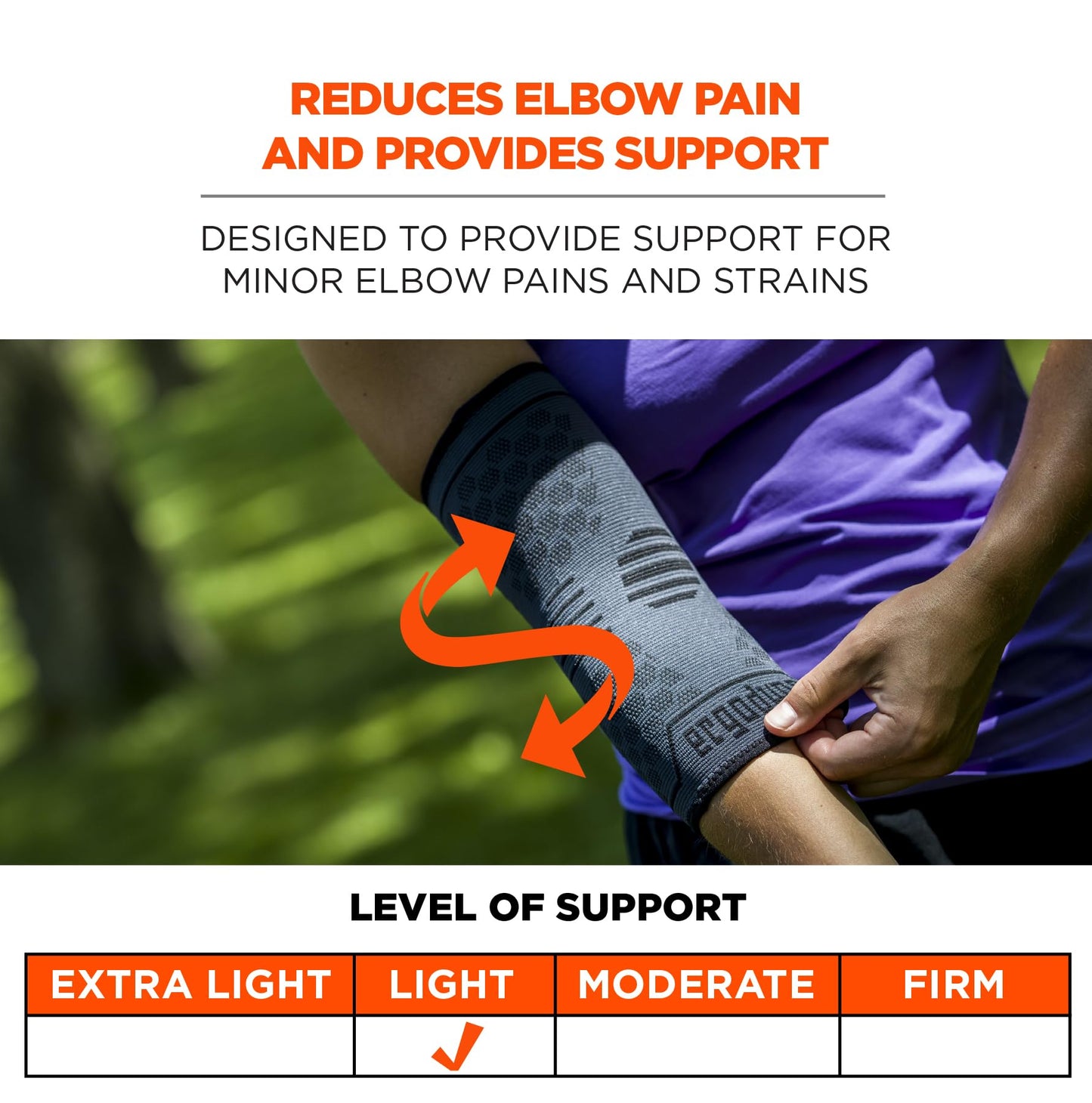 Ergodyne - 16593 ProFlex 651 Elbow Compression Sleeve, Brace Support for Men and Women Black Medium
