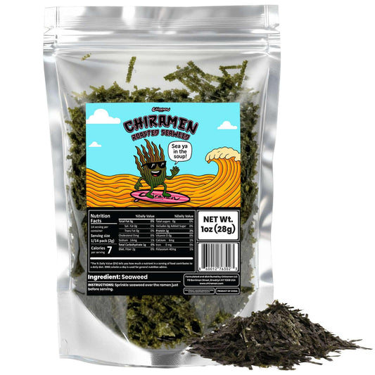 CHIRAMEN Roasted Seaweed Ramen Toppings – Dried Nori Seaweed Flakes for Ramen, Cup Noodles, Miso Soup, Rice Bowls & Instant Noodle Meals – Easy Umami Garnish for Asian Dishes