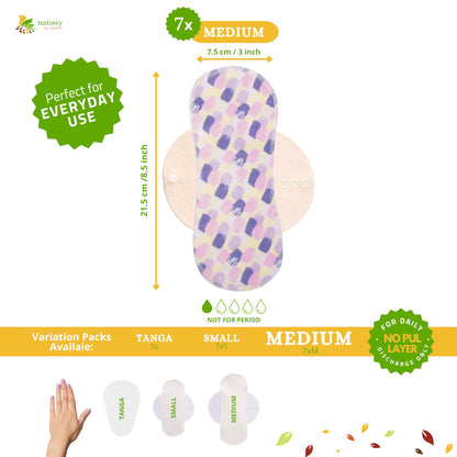 Cloth Panty Liners Thong 7-Pack (Small) Mini Organic Cotton Reusable Panty Liners for Women & Non Slip Reusable Panty Liners for Women 7-Pack (M) Organic Cotton Panty Liners Reusable