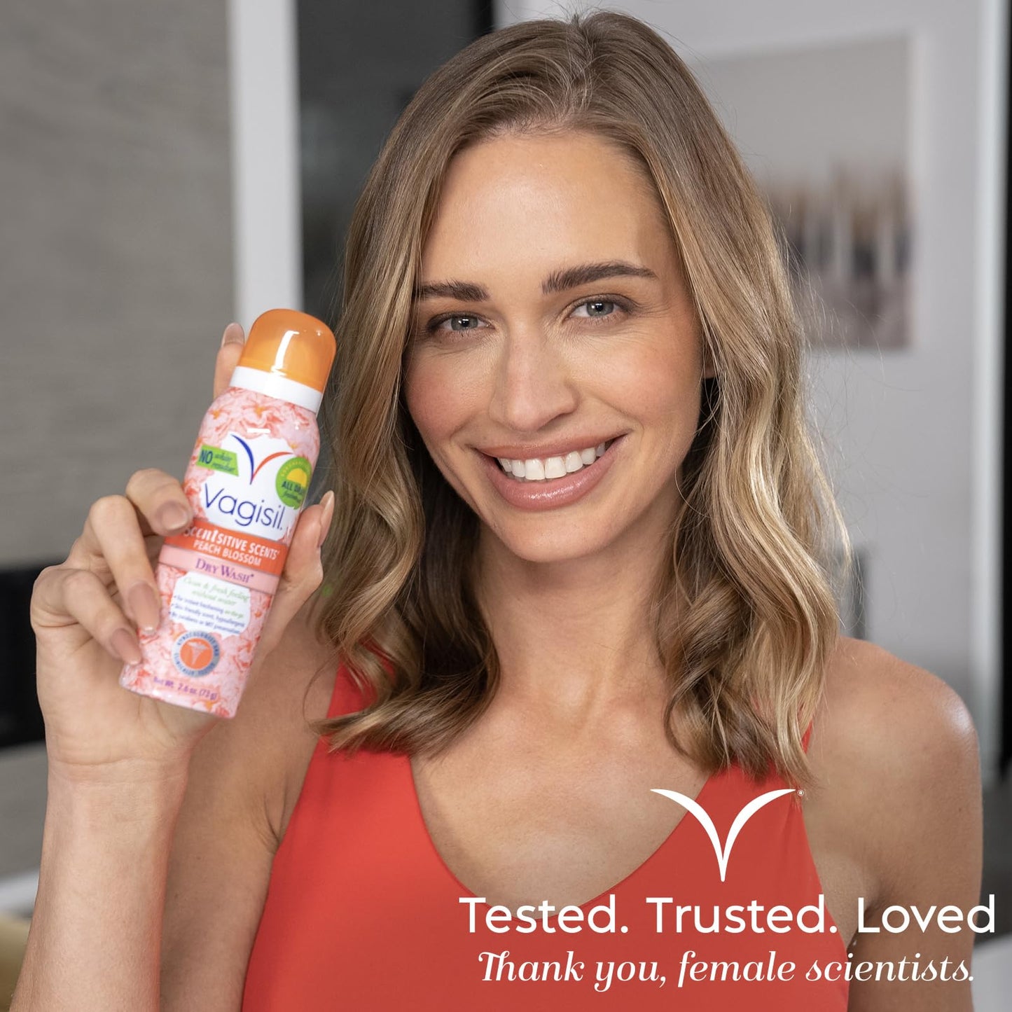 Vagisil Scentsitive Scents Feminine Dry Wash Deodorant Spray for Women, Gynecologist Tested, Paraben Free, Peach Blossom, 2.6 Ounce (Pack of 1)