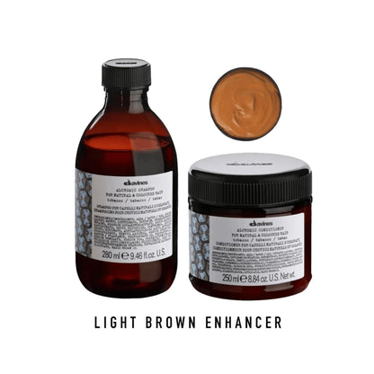 Davines Alchemic Conditioner Tobacco, Color Depositing Cream for Light Brown & Medium Brunette Hair - Intensifies & Hydrates Brown Tones with Jojoba Oil, 8.45 Fl Oz