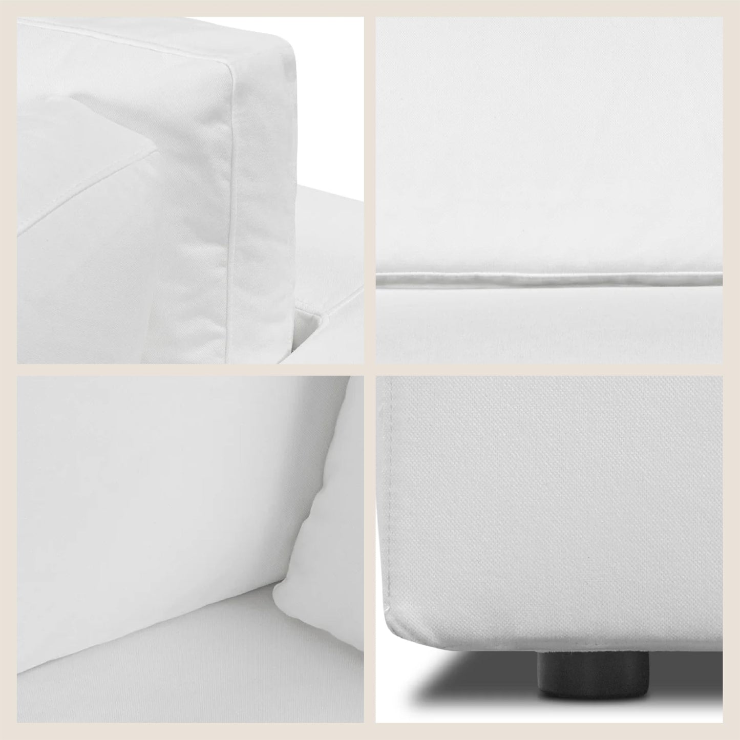 Poly & BARK Vari Modular Right Facing Corner Seat with Arm Cushion in Cotton White Performance Fabric with Water Repellent Washable Covers Plush Comfort for Custom Sectional Sofa Layouts