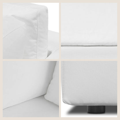 Poly & BARK Vari Modular Right Facing Corner Seat with Arm Cushion in Cotton White Performance Fabric with Water Repellent Washable Covers Plush Comfort for Custom Sectional Sofa Layouts