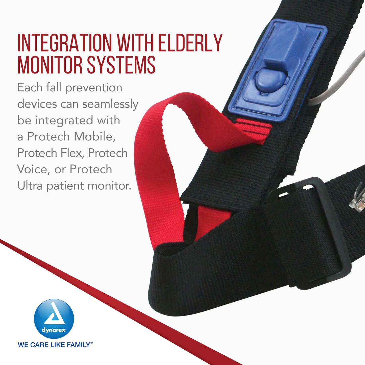 Dynarex Chair Alarm Seatbelts - Hook & Loop Wheelchair Belt for Monitoring - Chair Alarms and Fall Prevention for Elderly Patients - Compatible with Protech Monitor Devices