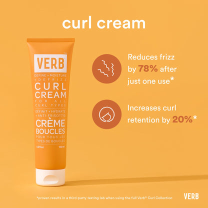 VERB Curl Cream, 5.3 oz – Lightweight Leave-In Curl Defining Cream – Anti-Frizz, Provides Shape, Softness and Light Hold – Vegan, No Parabens or Harmful Sulfates
