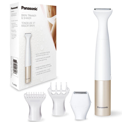 Panasonic Wet/Dry Bikini Shaver & Trimmer for Women with 4 Attachments for Gentle Grooming in Sensitive Areas, Battery-Operated – ES-WWV6-N