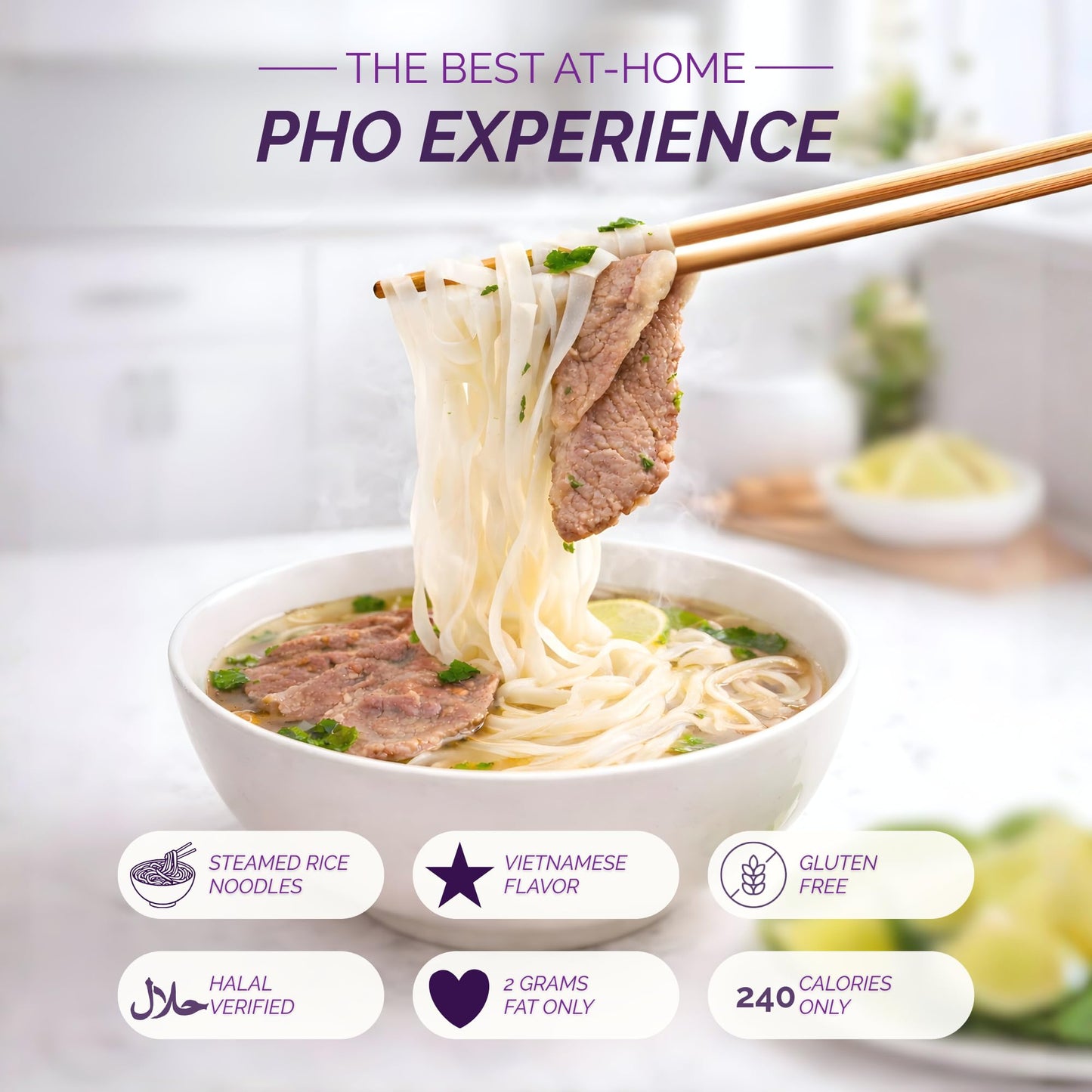 VIFON Phở Bò Vietnamese Style Instant Rice Noodles, 2.11 oz (Pack of 4) | Halal Certified | Authentic Vietnamese Phở | Ready in 3 Minutes
