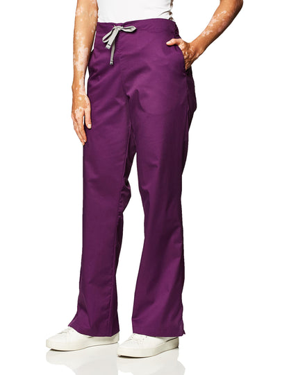 WonderWink Women's Wonderwork Flare Leg Scrub Pant, Eggplant, Medium