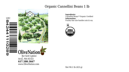 OliveNation Organic Cannellini Beans, Dry White Kidney Beans, Non-GMO, Gluten Free, Vegan - 1 pound