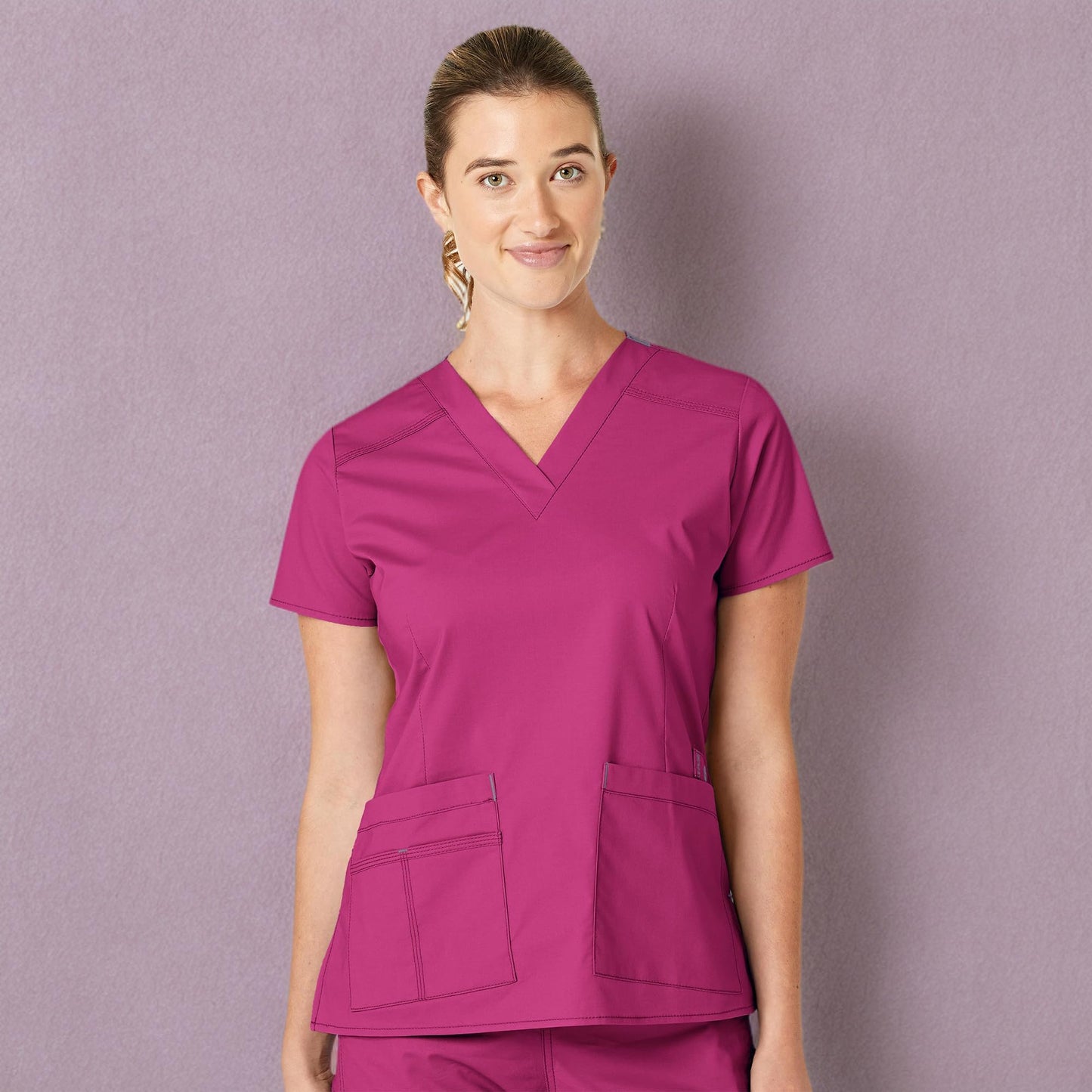 WonderWink Women's Wonderflex Verity Scrub Top, Hot Pink, Medium