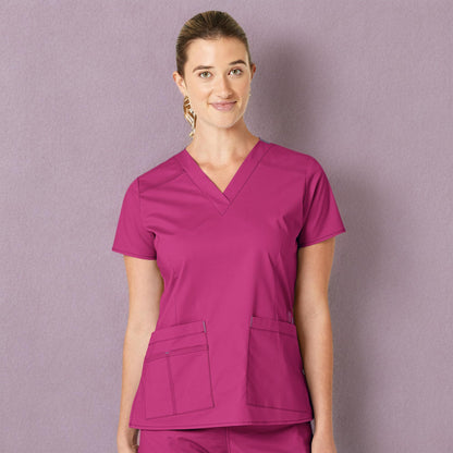 WonderWink Women's Wonderflex Verity Scrub Top, Hot Pink, Medium