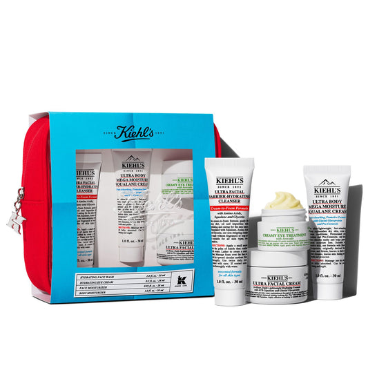 Kiehl's Travel Size Skincare Routine Gift Set, $77 Value, Includes TSA Approved Mini Face Wash, Moisturizer, Eye Cream, and Body Lotion, Full Body Set for All Skin Types