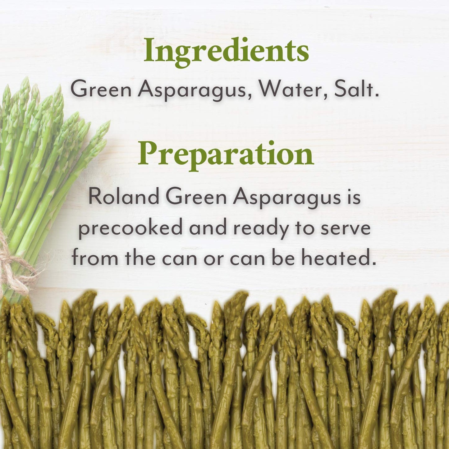 Roland Foods Whole Green Asparagus Spears, Specialty Imported Food, 14.1 Ounce Can, Pack of 1