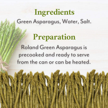 Roland Foods Whole Green Asparagus Spears, Specialty Imported Food, 14.1 Ounce Can, Pack of 1