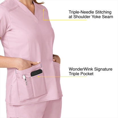 WonderWink Women's WonderFlex Verity V-Neck Top, Rose Blush, XL