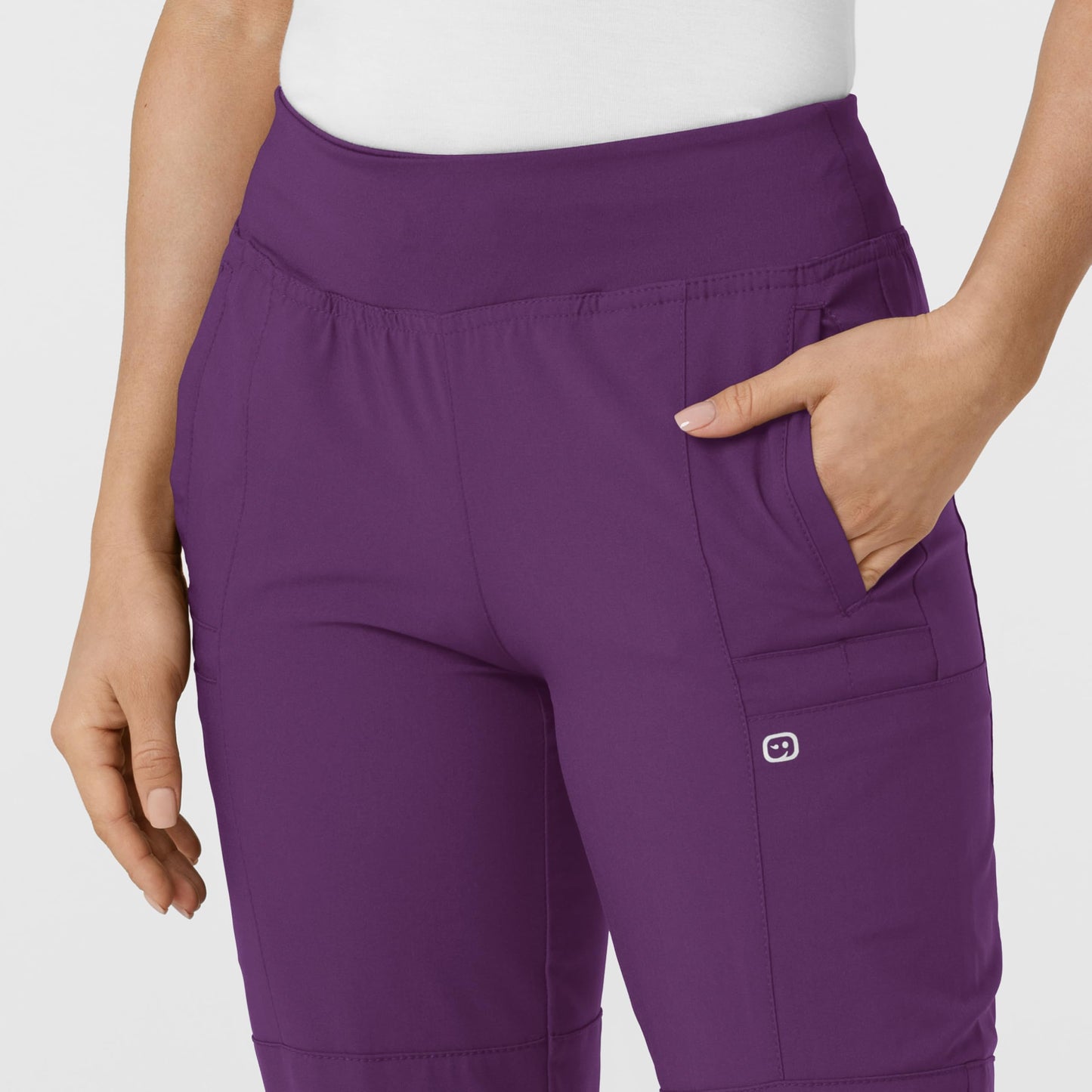 Women's Comfort Waist Cargo Jogger Scrub Pant, Eggplant, 3X