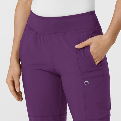 Women's Comfort Waist Cargo Jogger Scrub Pant, Eggplant, 3X