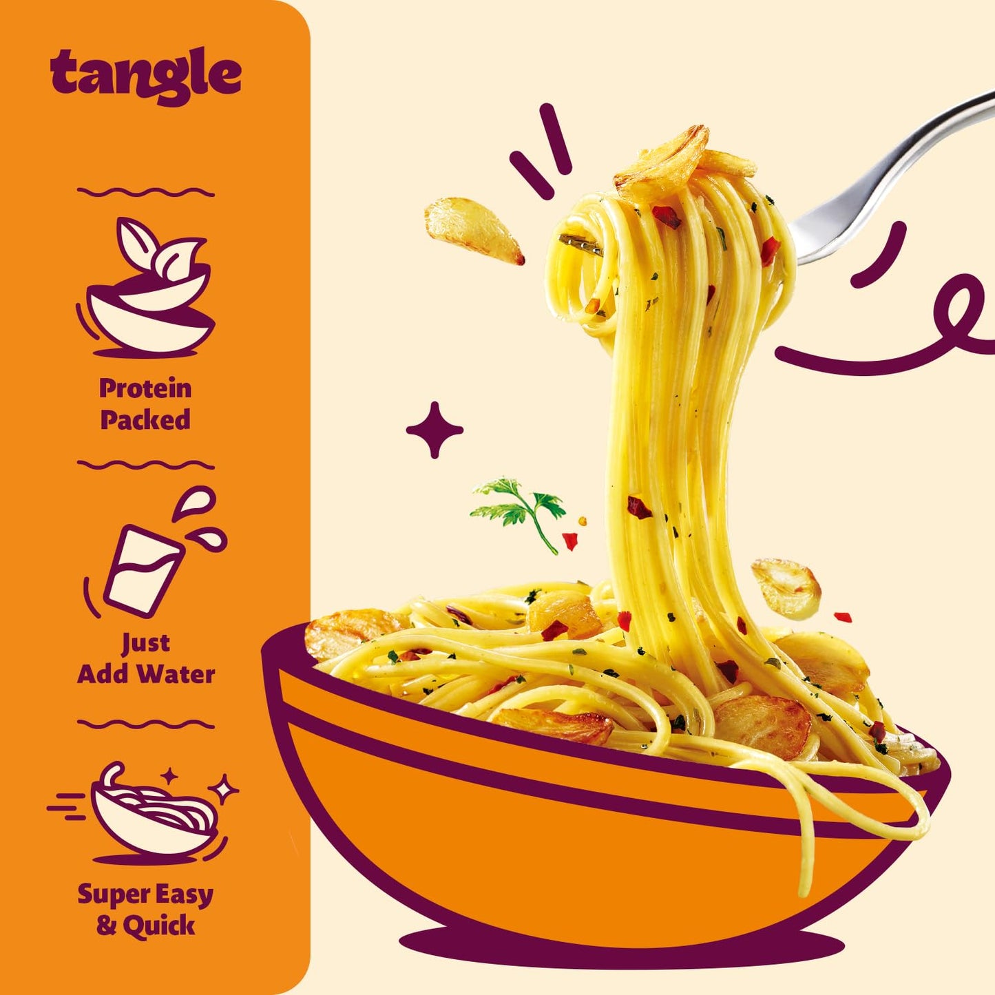 Samyang Tangle Garlic Oil Linguine Aromatic Roasted Garlic and Olive Oil Flavor Spicy Kick Air Dried Noodle Easy Cook Pasta 3.63 oz (Pack of 4)