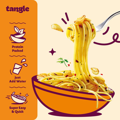 Samyang Tangle Garlic Oil Linguine Aromatic Roasted Garlic and Olive Oil Flavor Spicy Kick Air Dried Noodle Easy Cook Pasta 3.63 oz (Pack of 4)
