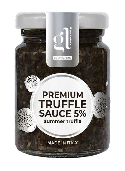 GL Truffle GOURMET LINE Premium Minced Black Truffle Sauce, Larger Size, Salsa Tartufata, Black Truffle Pate, Truffle Zest, An Indulgent Delight from Italy, 180 gm (6.4 oz)