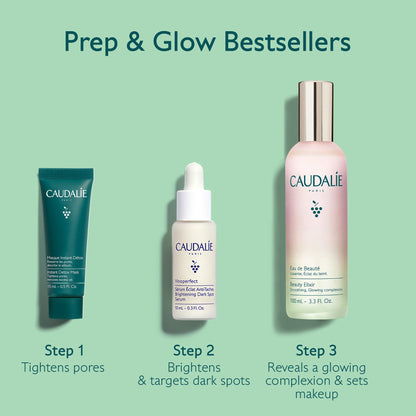 Caudalie Prep & Glow Best-Sellers Skin Care Gift Set - Full-Size Beauty Elixir + FREE Instant Detox Mask 15ml + FREE Vinoperfect Radiance Serum 10ml ($85 Value)