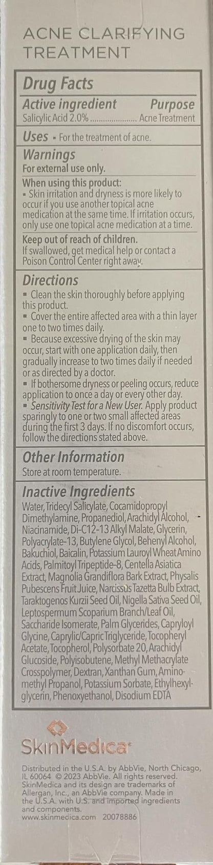 SkinMedica Acne Clarifying Treatment - Our Acne Treatment to Reduce Post-Acne Marks and Reinforce the Skin Barrier, 2 Fl Oz