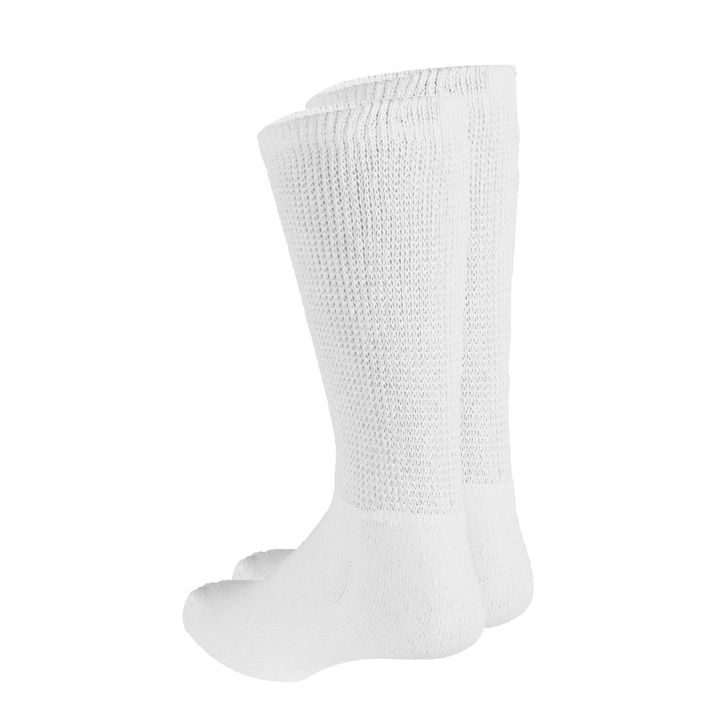 Truform Premiere Diabetic Socks for Men and Women, Medical Style Crew Length, Mid Calf Height, White, Large