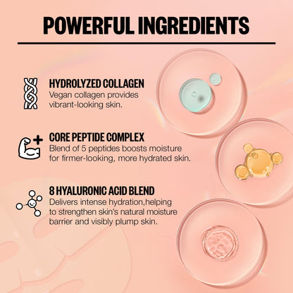 PEACE OUT Overnight Bio-Collagen Recovery Face Mask, Hydrating Overnight Sheet Mask with Vegan Collagen and Hyaluronic Acid, Helps Calm and Restore Skin, 1 Count