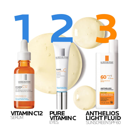 La Roche-Posay Pure 12% Vitamin C Serum For Face With Hyaluronic Acid & Salicylic Acid, Hydrating Face Serum, Boost Radiance & Reduce Wrinkles, 2 Formulas for Normal or Oily Skin Control