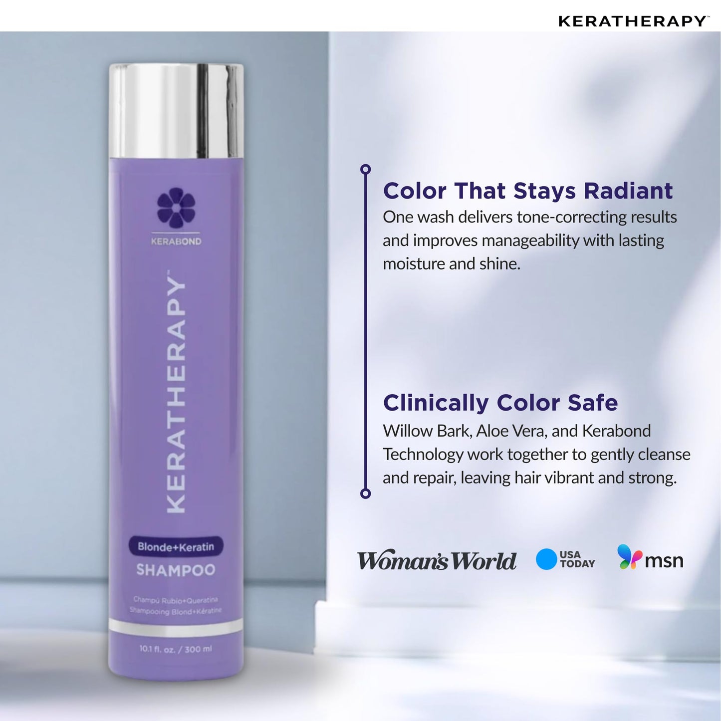 KERATHERAPY Keratin Infused Totally Blonde Violet Toning Shampoo, 10.1 fl. oz., 300 ml - Violet Shampoo for Blonde Color Treated Hair, Brassy, Silver, & Highlighted - Sulfate & Paraben Free