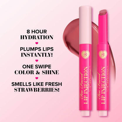 Too Faced Lip Injection Extreme Plumping Clicks | Hydrating, Sheer-To-Medium Buildable Coverage, Lip Plumper with Click Applicator, 0.05 Ounce