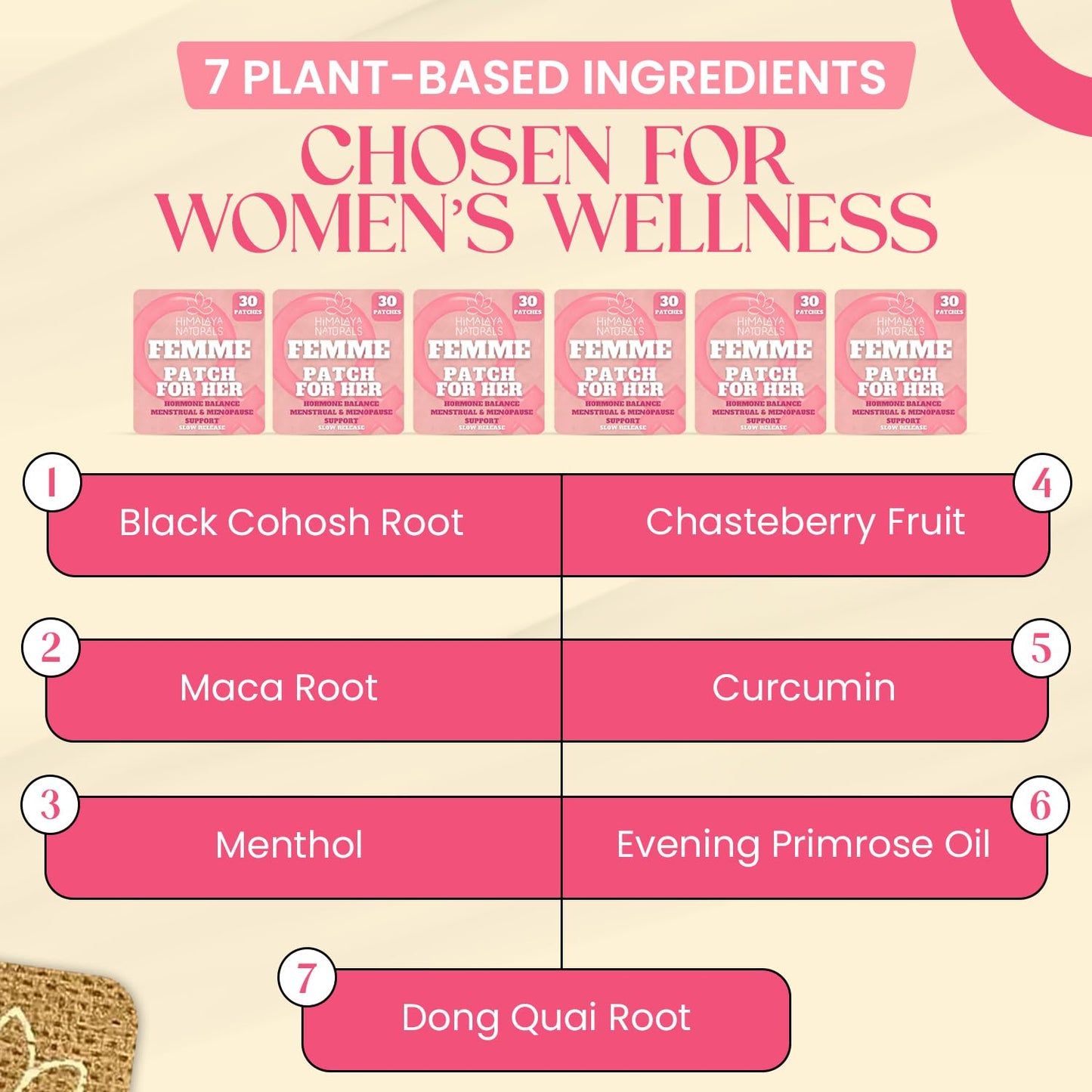 Femme Herbal Patches – 30-Day Supply – Non-Latex, Vegan-Friendly, and Easy to Use