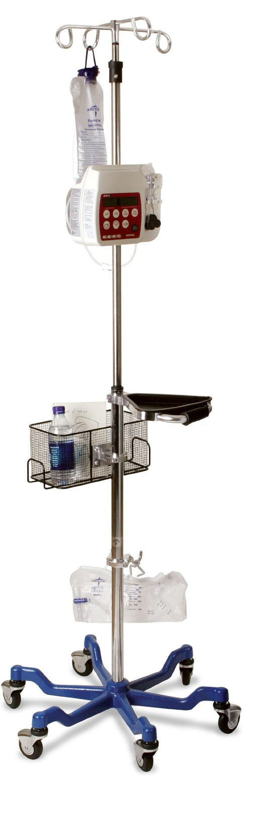 Medline Six Leg Heavy Duty IV Pole, Stainless Steel, Latex Free, 73" to 99.5" Adjustable Height (Pack of 2)