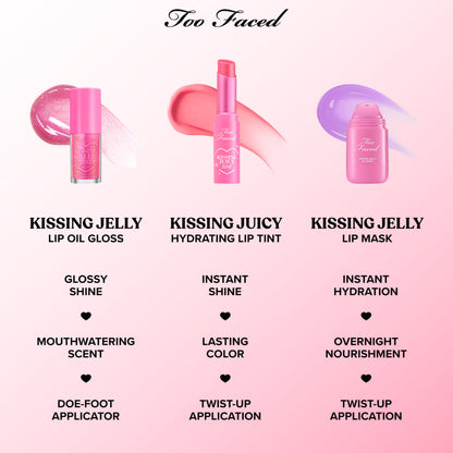 Too Faced Kissing Jelly Lip Oil Gloss | Hydrating Lip Oil + Gloss Hybrid for Instant Moisture and Shine