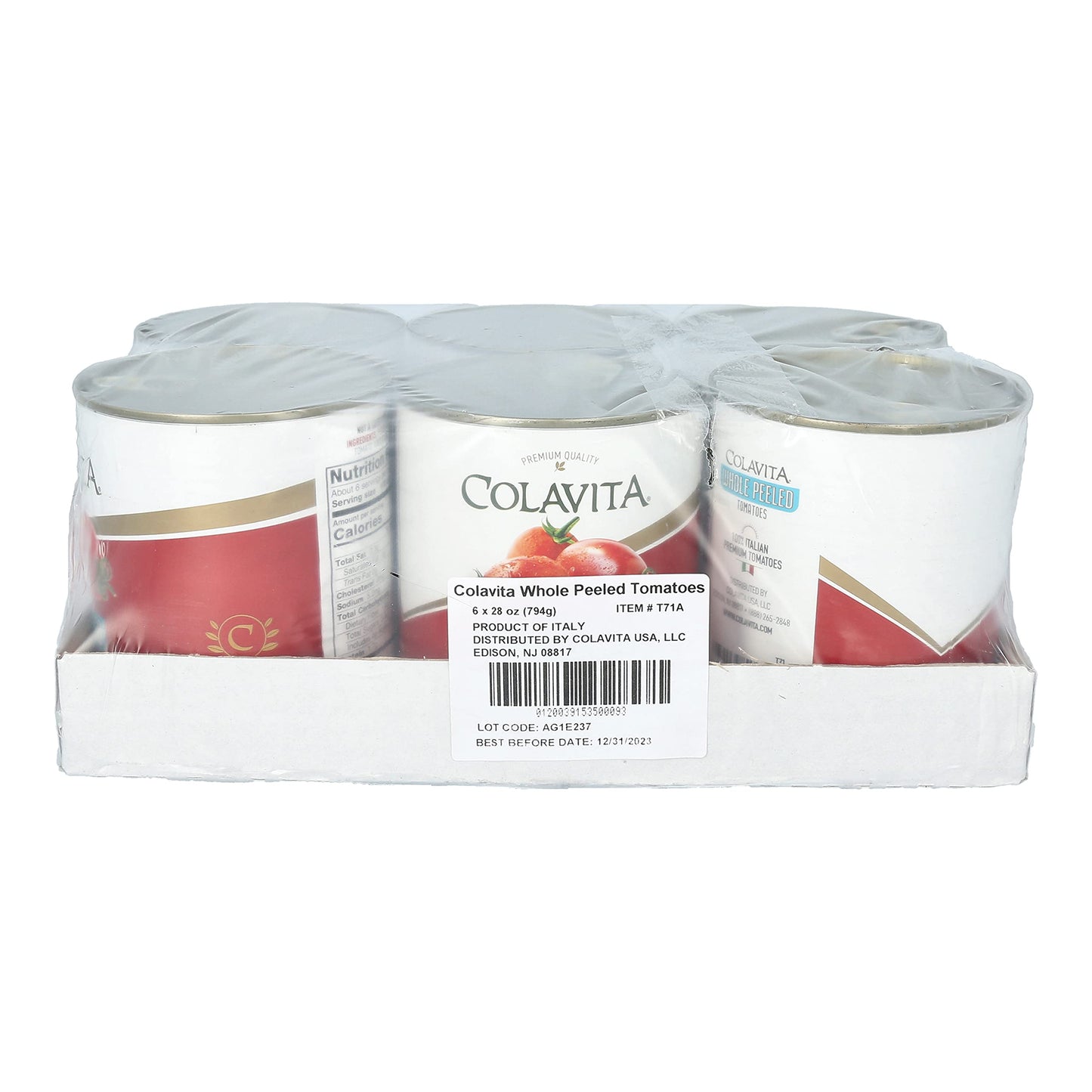 COLAVITA Whole Peeled Tomatoes Pack of 6 (28 Ounce) Can