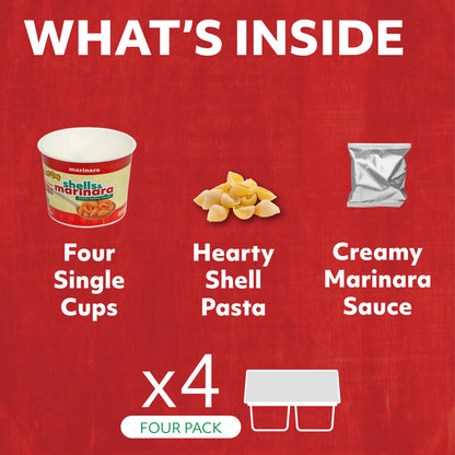 Smart Day Pasta in a Cup, 4-Pack, Quick & Delicious Instant Pasta Meal, Shelf-Stable, Ready in 3.5 Minutes, Sauce Pouch Included in Each Cup. (MARINARA)