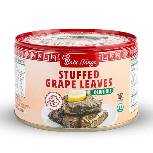 Bake and Tango Spicy Stuffed Grape Leaves with Olive Oil, 14 oz | Authentic Mediterranean Recipe, Premium Quality, Ready-to-Eat, Vegan and Gluten-Free Appetizer or Snack