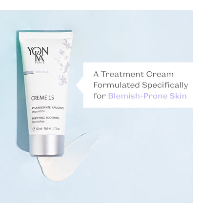 Yon-Ka Specifics Creme 15 | Balancing Face Cream with Chamomile & Botanicals | Purifying Skincare for Blemish-Prone or Oily Skin | Paraben-Free | 1.74 oz