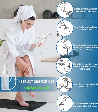 Reusable Vaginal Cleansing Douche Bottle - Douche for Women , Safe & Reusable Enema Kit with 3 Nozzles (330ML), Anti-Backflow Design for Feminine Hygiene & Personal Care, Includes Enema Tube