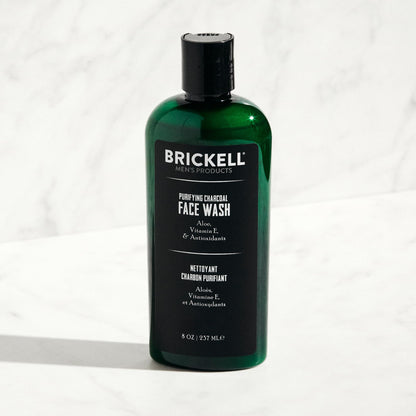 Brickell Men's Daily Advanced Face Care Routine II, Activated Charcoal Facial Cleanser, Facial Scrub, Face Moisturizer Lotion, Natural and Organic, Scented
