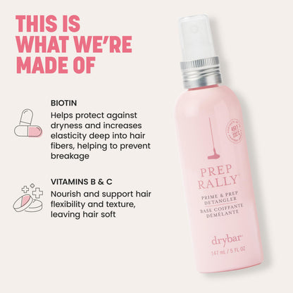 Drybar Prep Rally Prime & Prep Detangler | Nourishes Hair, Detangles with Ease, Leaves Hair Soft & Manageable, Protects Hair, Cruelty Free